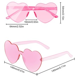ZSRVAJ 6 PCS Pink Sunglasses, Heart Sunglasses, Cute Love Heart Glasses Heart Shaped Sunglasses, Ladies Fashion Rimless Pink Glasses for Shopping Beach Outdoor Party Sunglasses