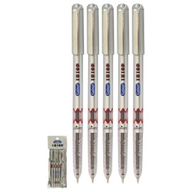 SAINO GlideStic Ballpoint Pens, BLUE, Fine Point (0.6mm), Pack of 5, Smooth Ball Pens