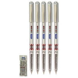 SAINO GlideStic Ballpoint Pens, BLUE, Fine Point (0.6mm), Pack of 5, Smooth Ball Pens