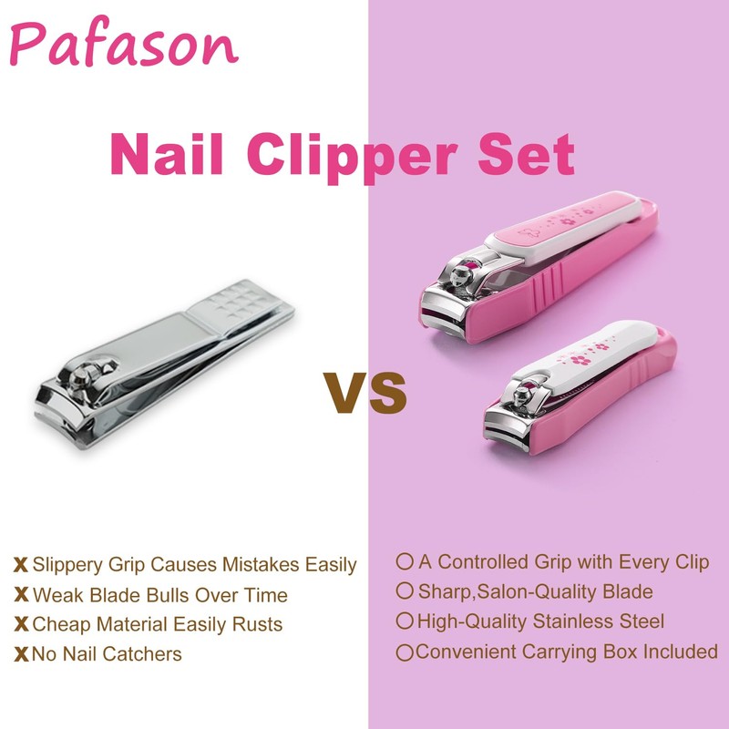PAFASON Ultra Sharp Nail Clipper Set, 3 Pack Fingernail and