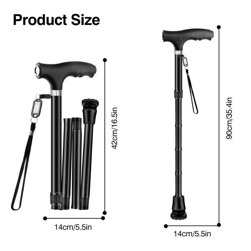 Creechwa Collapsible Walking Sticks, Hiking Aluminum Trekking Poles with Light