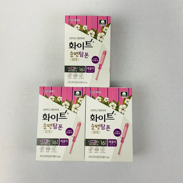 White pure cotton tampon regular 16P x 3 / 화이트