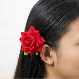 5 Pcs Artificial Flower Hair Clip,Roses Hair Clip,Hairpin for Seaside Holiday,Flower Hair Clips for Women Girls (Rose red)