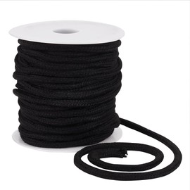 BENECREAT 25m/27.34 Yards Black Drawstring Replacement Rope, 6mm Polycotton Soft Drawstring Cord Replacement with Plastic Spool for Coats Pants Shorts
