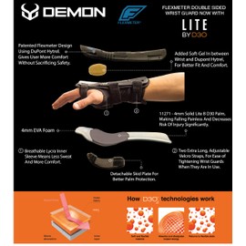 Demon United Flexmeter Double Sided Wrist Guards -Integrated with D3O Impact Technology-Sold as Pair (Large)