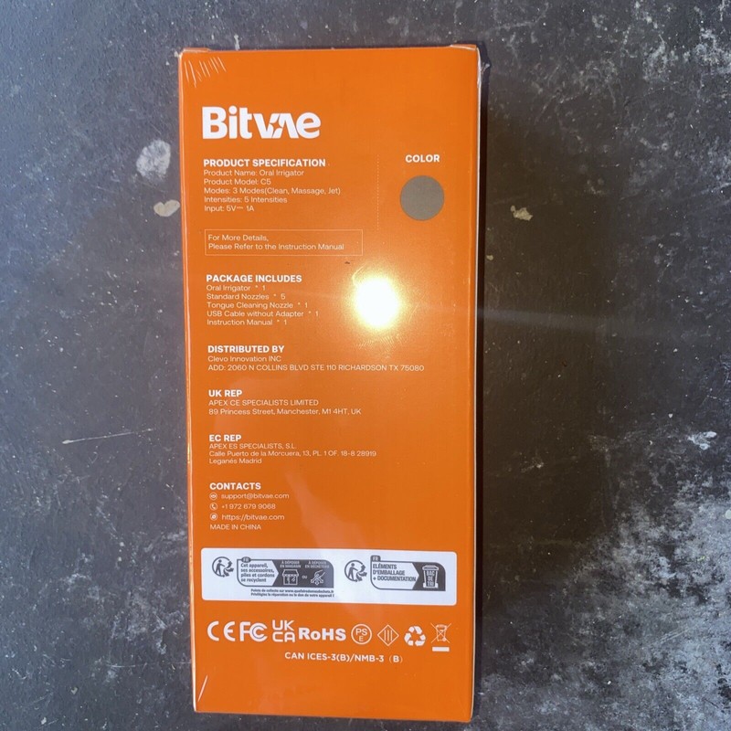 Bitvae Oral Irrigator C5 Water Flosser Quartz Black NEW