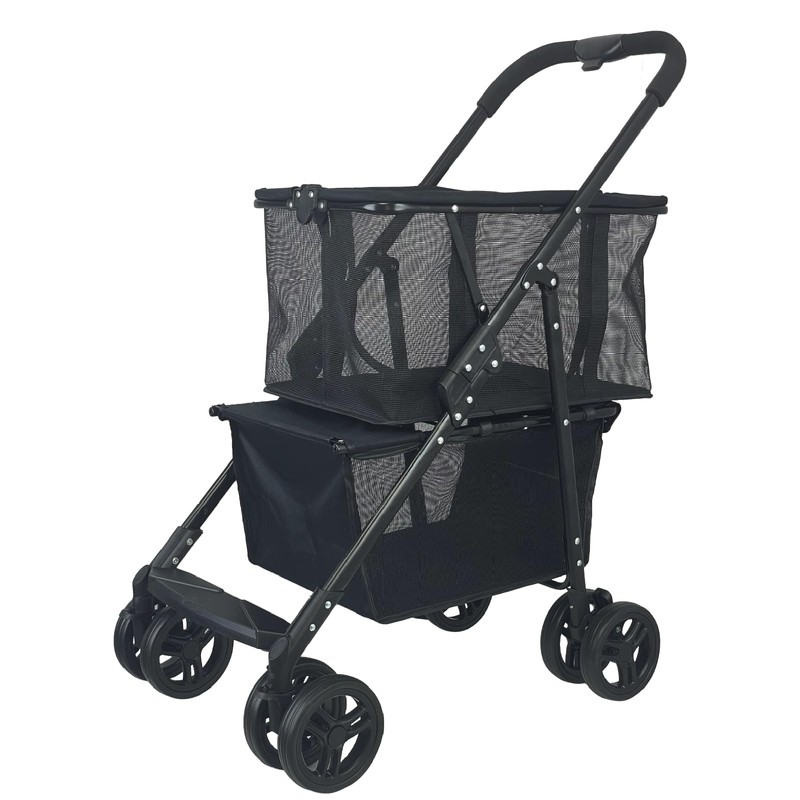 Newly Upgraded Portable Shopping Cart, 80 lbs Foldable Personal Grocery
