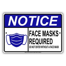 Afterprints Notice Masks Required Do Not Enter Without A Mask Health and Safety Novelty Aluminum Metal Sign 12"x18"