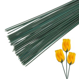PATIKIL 12 Inch Floral Stem Wire, 150 Pcs Plastic Floral Wire Artificial Flower Rod for Flower Arrangements DIY Crafts Stem Wrapping, Green