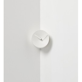 mosery Wall Clock in to The Corner-Attached White Color 3.4 inch high Silent Non Ticking Battery Operated Room Living Room Desk Office Clock Decoration (White)