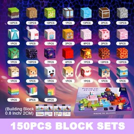 Crifeton 150 PCS 2CM Magnetic Building Blocks, 3+ STEM Montessori Sensory Toys, Magnetic Cube for 3-12 Years Old Boys & Girls Birthday Gifts