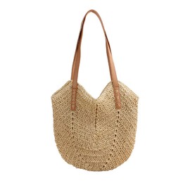 YdseozOA Women's Straw Beach Shoulder Bag Large Straw Bags Handmade Weave Tote Bag Summer Beach Holiday Straw Handbags, beige