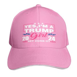 HUIHUANGm Trump-2024 Yes I'm A Trump-Girl Get Over It Unisex Baseball Cap Sandwich Cap Casquette Dad Hat Cap Pink