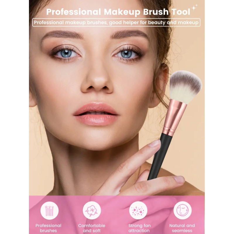 Set Brochas Y Esponjas De Maquillaje Con Cosmetiquera Negro
