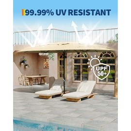 13FT Large Patio Umbrella, Double-Sided Outdoor Umbrellas with Fade Resistant Canopy for Deck Pool Garden Backyard (Beige)
