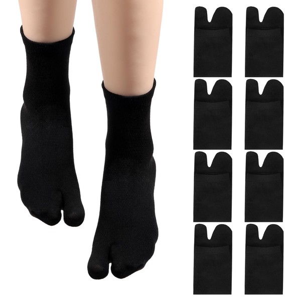 Qulkws 4 Pairs Unisex Split Toe Cotton Tabi Sock Split