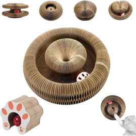 Comasua Kitten Curl Toy,Magic Organ Cat Toy,Kitten Kurls Cat Toys,Magic Organ Cats Scratcher Board,Foldable Recyclable Accordion Toys with Ball for Indoor Cats(1pc)