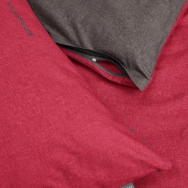 Schiesser Doubleface Cushion Cover Set of 2 Renforcé 100% Cotton from Sustainable Production 40 x 80 cm Red/Dark Grey