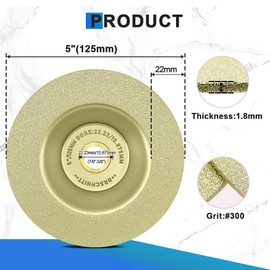 BRSCHNITT 2pcs Diamond Grinding Cup Wheel 5 Inch - Diamond Cutting Disc for Dekton Porcelain Tile Ceramic Granite Marble Grinding Disc Fits 7/8-5/8 Inch Arbor 125mm