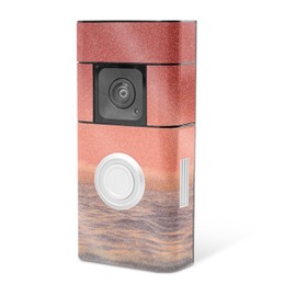 MightySkins Glossy Glitter Skin Compatible with Ring Video Doorbell Plus - Red Horizon | Protective, Durable High-Gloss Glitter Finish | Easy to Apply