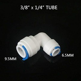 Water Filter Fitting SENRISE Push Fit Connectors Quick Connector Fitting for for RO Water Reverse Osmosis Filter System (3/8" Tube x 1/4" Elbow Tube,5PCS)