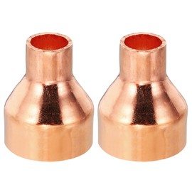 PATIKIL 1 1/8" to 1/2" ID Copper Reducer, 2pcs 99.9% Pure Copper Reducing Coupling Pressure Fitting Pipe Tube Connector Adapter with Sweat Solder Connection for HVAC Refrigeration System