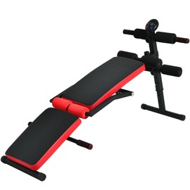 Red Multifunctional Foldable Weight Bench Adjustable Sit-up Board With Monitor Suitable For Sit-Up Push-Up Decline Bench Press Leg Arm Exercise Hyperextension Rise Full Body Workout Home Gym Equipment