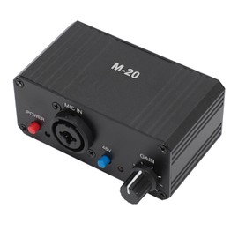 High Gain Microphone Preamp, 48V Power Mic Gain Booster, 22db Low Noise Mic Preamplifier Booster, for Dynamic and Condenser Microphones Booster