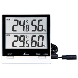 Shinwa Sokutei Digital Thermometer/Hygrometer, Smart C Max/Lowest, Waterproof External Sensor for Indoor and Outdoor Use, 73120