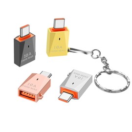 SinLoon USB C to USB A Adapter 4 Pack 10A 240W USB3.0 Type-C to USB A Female OTG Adapter, Zinc Alloy with Keychain, for Laptops, Tablets and Phones - 4 Colors