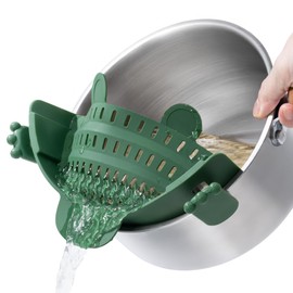 Li&Zhao Clip on Strainer - Fine Mesh Strainer Pasta Strainer Pot Strainers for Kitchen Collapsible Colander Food Strainer(Green)
