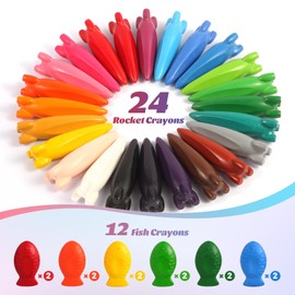 JYPS Mermaids Washable Jumbo Colouring Pencils for Toddlers, 24 Colours, Non-Toxic Twistable Colouring Pencils Set, Large Baby Colouring Pencils Children, Gift for Boys and Girls Back to School