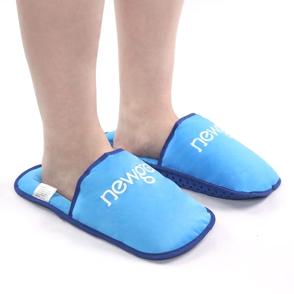 NEWGO Foot Ice Pack Slippers for Plantar Fasciitis, 2 Pack Gel Ice Packs for Foot Pain Relief, Hot Cold Therapy Gel Ice Slippers Cold Compress for Post Foot Surgery, Swollen Feet - Blue