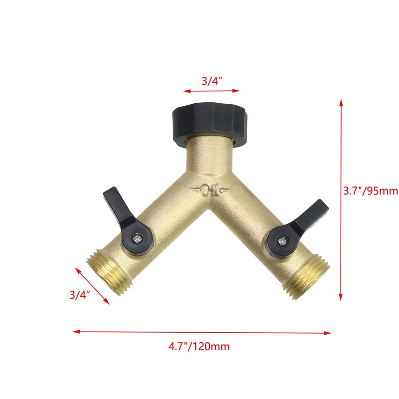Pastlla Brass Garden Hose Splitter, 2 Way Heavy Duty Garden