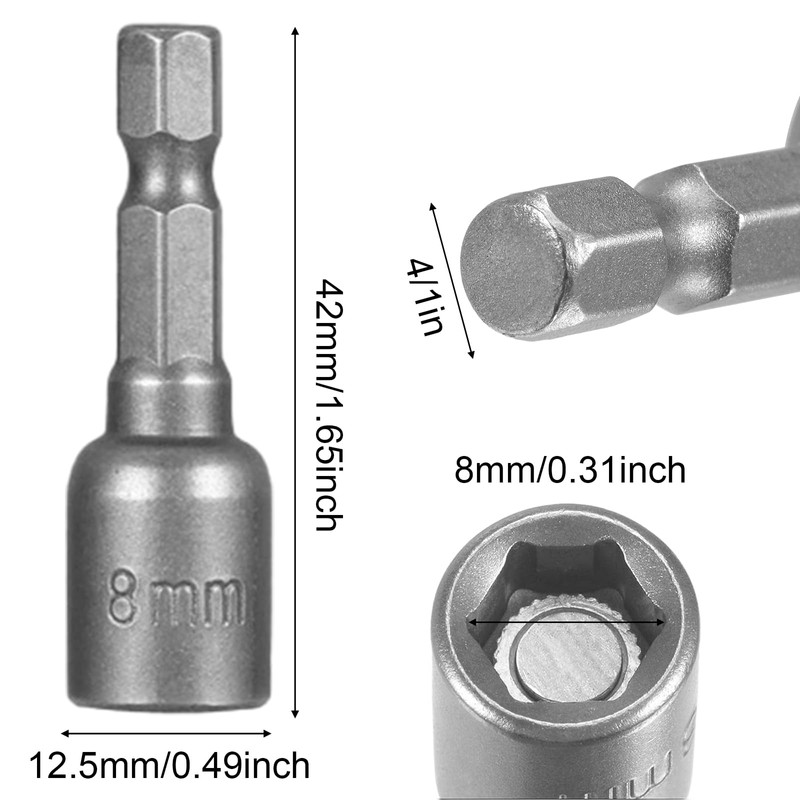 3 Pcs Magnetic Nut Setter Driver Drill Bit Set, 1/4"