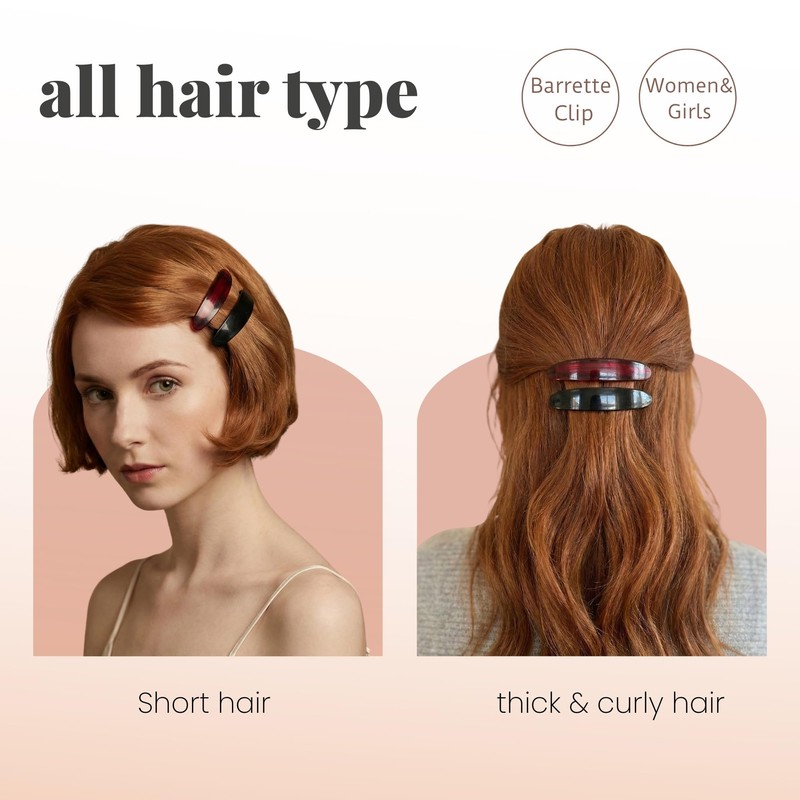 Basic Sense Large Metal Hair Clips for Women, Oval -