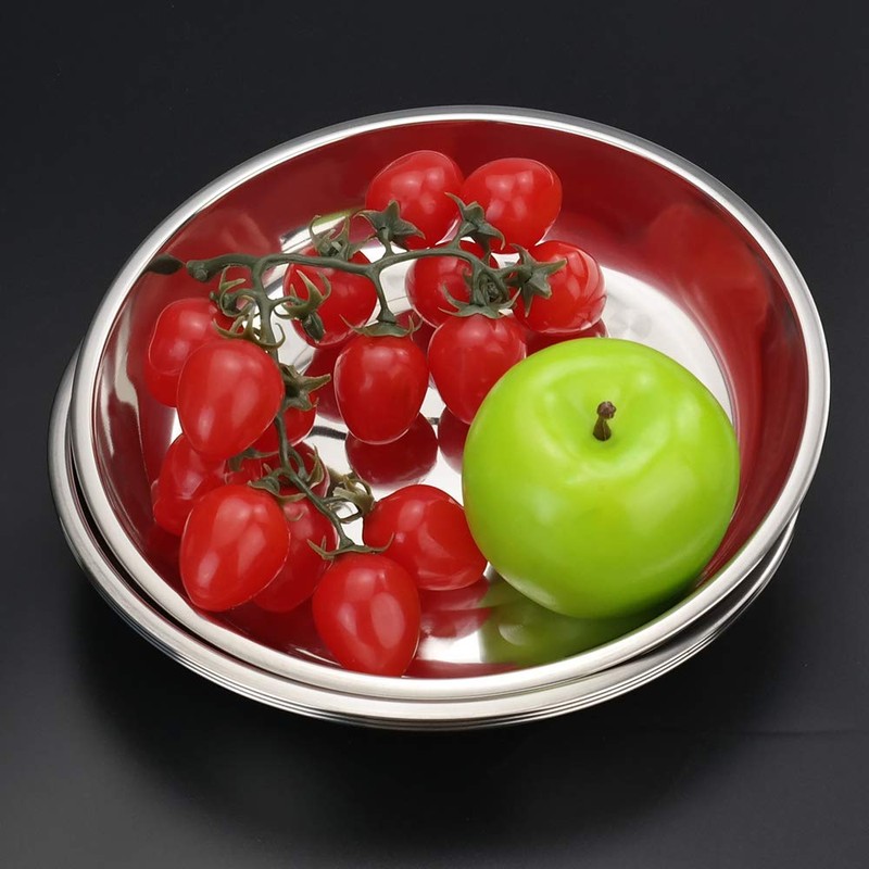 Callyne Set of 4 Stainless Steel Round Dinner Plate, Metal