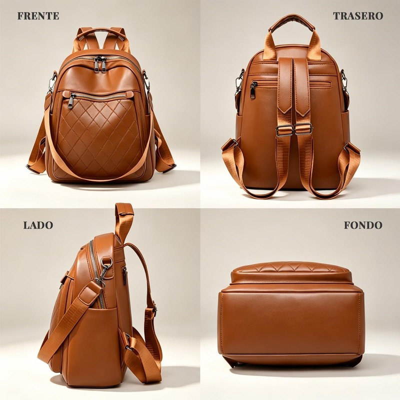 Mochilas para Mujer 3 en 1 Cuero PU Impermeable Antirrobo