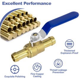 Ball Valve with Hose Nozzles, Barb Shut-off Ball Valve, 2-Way, 16 mm Brass Ball Valve with Barb, Barb Switch, Brass Ball Valve (Pack of 3)