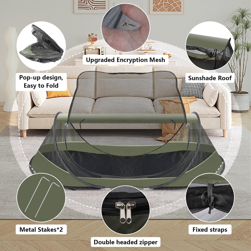 Pop-Up Mosquito Tent for Camping, 1 Person Bug Net Cot