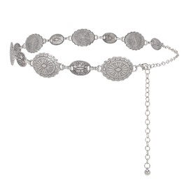 XZQTIVE Women Boho Chain Belts For Dresses Jeans Western Cowgirl Waist Links Belt Adjustable Metal Concho Belt