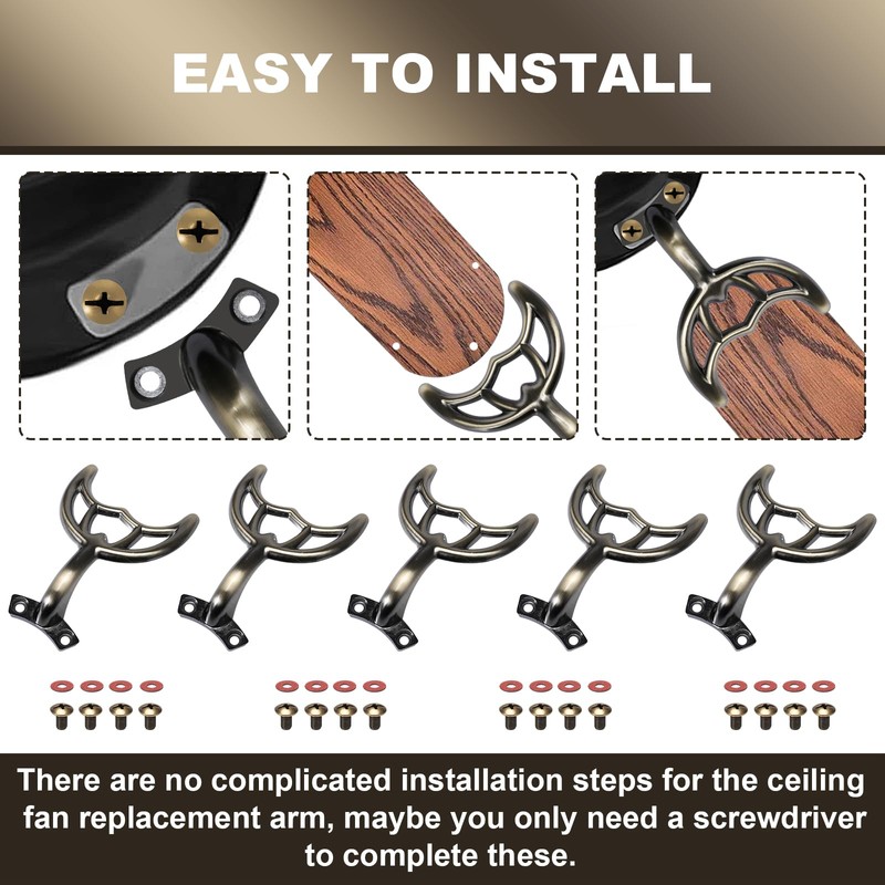 VIDABTE Ceiling Fan Blades Arm 7740200 -Hidden Screw Hole -Antique
