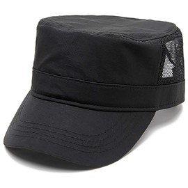 Spargel Large Size Work Cap, Side Mesh, Deep, Maximum 25.6 inches (65 cm), Men's/Women's, Summer, Black
