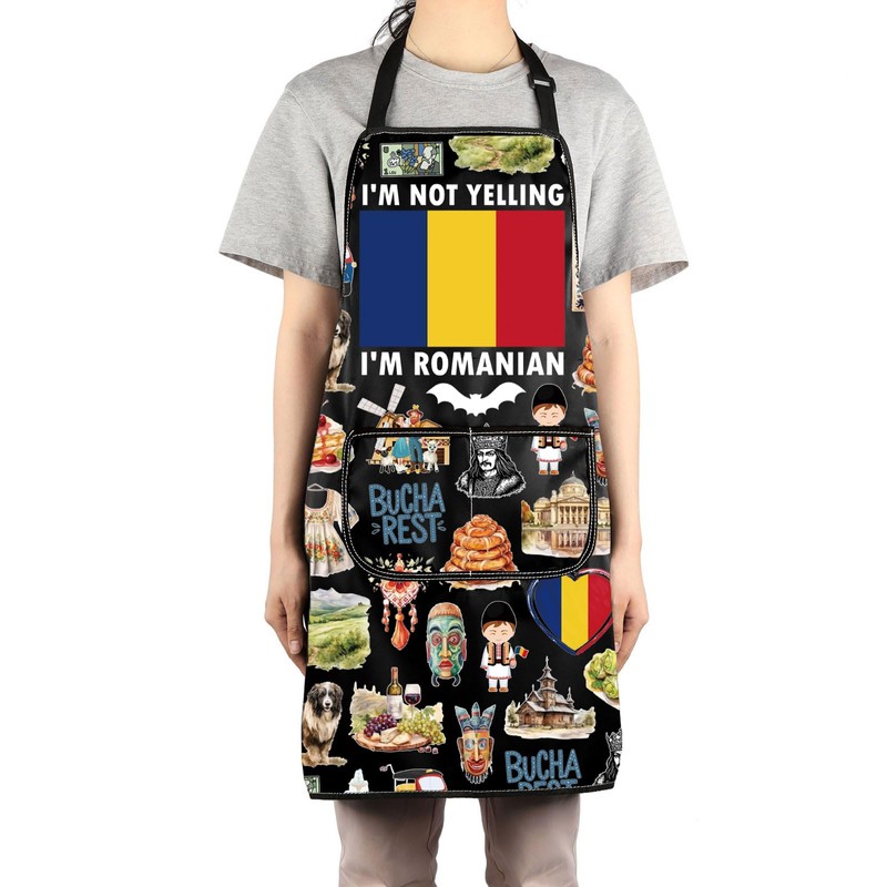 MYSOMY Romanian Kitchen Apron Romania Gift Romanian Themed Gifts Romanian