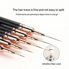 Metallic Nail Art Liner Brushes Set, Nail Art Dotting Tool, 5 pcs UV Gel Polish Painting Tool for Long Lines,Thin Details,Fine Drawing,Nail Art Pen for DIY Nail Art, Size 5/8/12/20/25mm