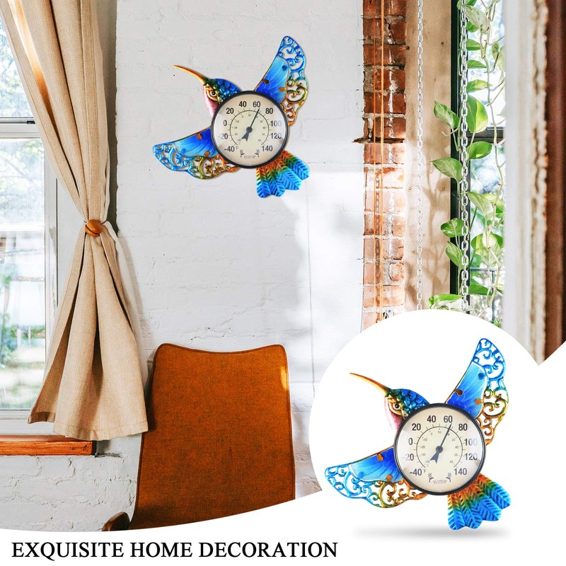 Thermometer Indoor Outdoor Patio Weather Thermometer Wall Hummingbird No Battery