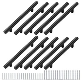 Jaladeras para Cajones de Acero Inoxidable, 10 Tiradores para Cajones, Manijas para Puertas de Gabinete Negro
