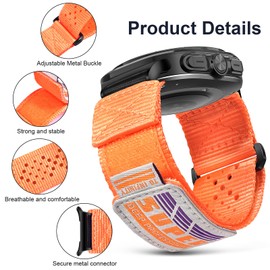 V.R.HOPE Band for Galaxy Watch Ultra 47mm, Soft Nylon Sport Watch Strap for Men Rugged Adjustable Watch Band Strong Hook and Loop Punched Band with Metal Connector