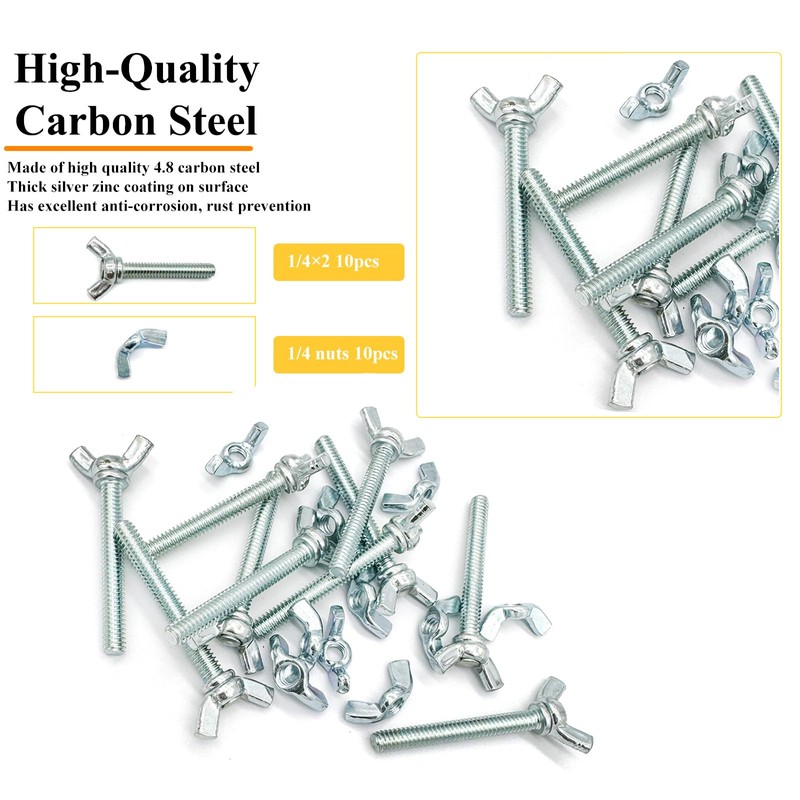 Matrelt 20 Pcs 1/4"-20 x2 Wing Screw Bolts and Wing