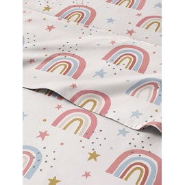 Kids King Size Rainbow Bed Sheets - 4 Piece Kids Rainbow Sheet Set - Star Theme Bedding - Ultra-Soft, Cute & Cozy - Breathable & Machine Washable - Colorful Bed Set for Boys, Girls, Teens & Toddlers